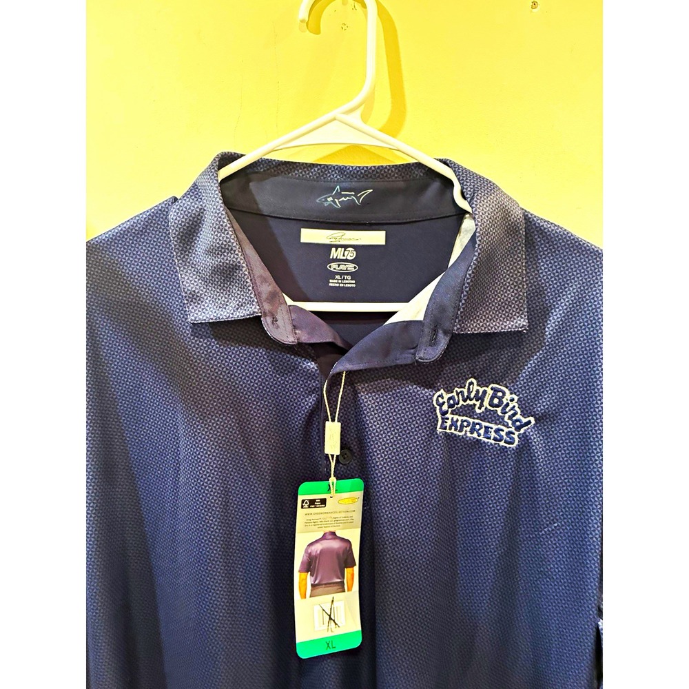 Greg Norman ML75 Dry Men's XL Blue Short Sleeve Golf Polo Logo Embroidered